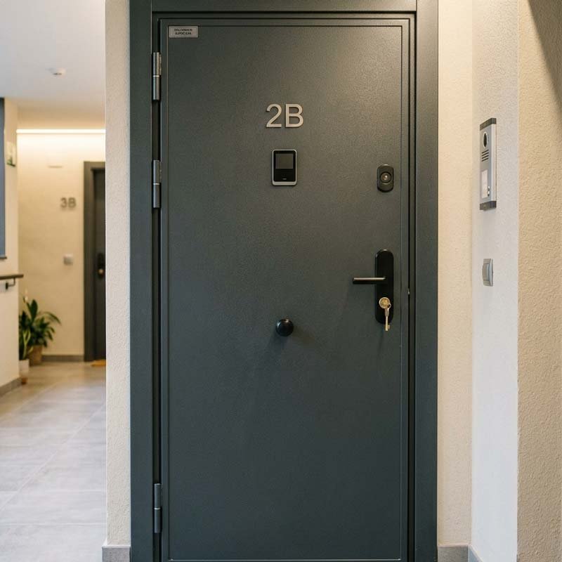 Puerta acorazada en un piso